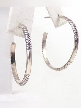 BH Effy Stunning Sterling Silver Smooth Cable 1 1/8" Hoop Earrings